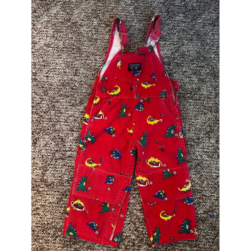 VTG Lands End Roveralls, Red Dino 2T